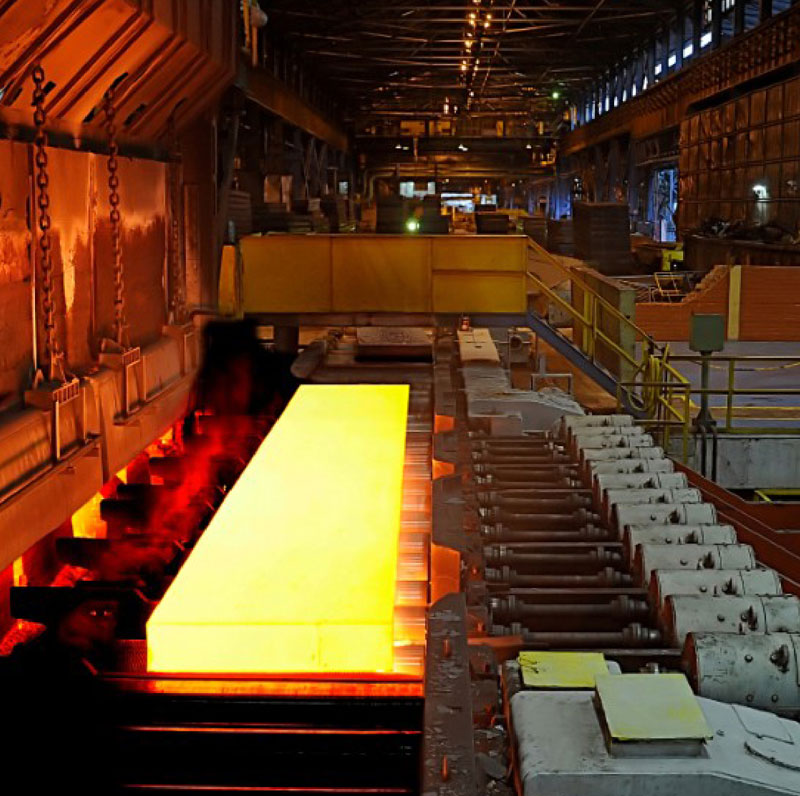 red hot metal in a factory